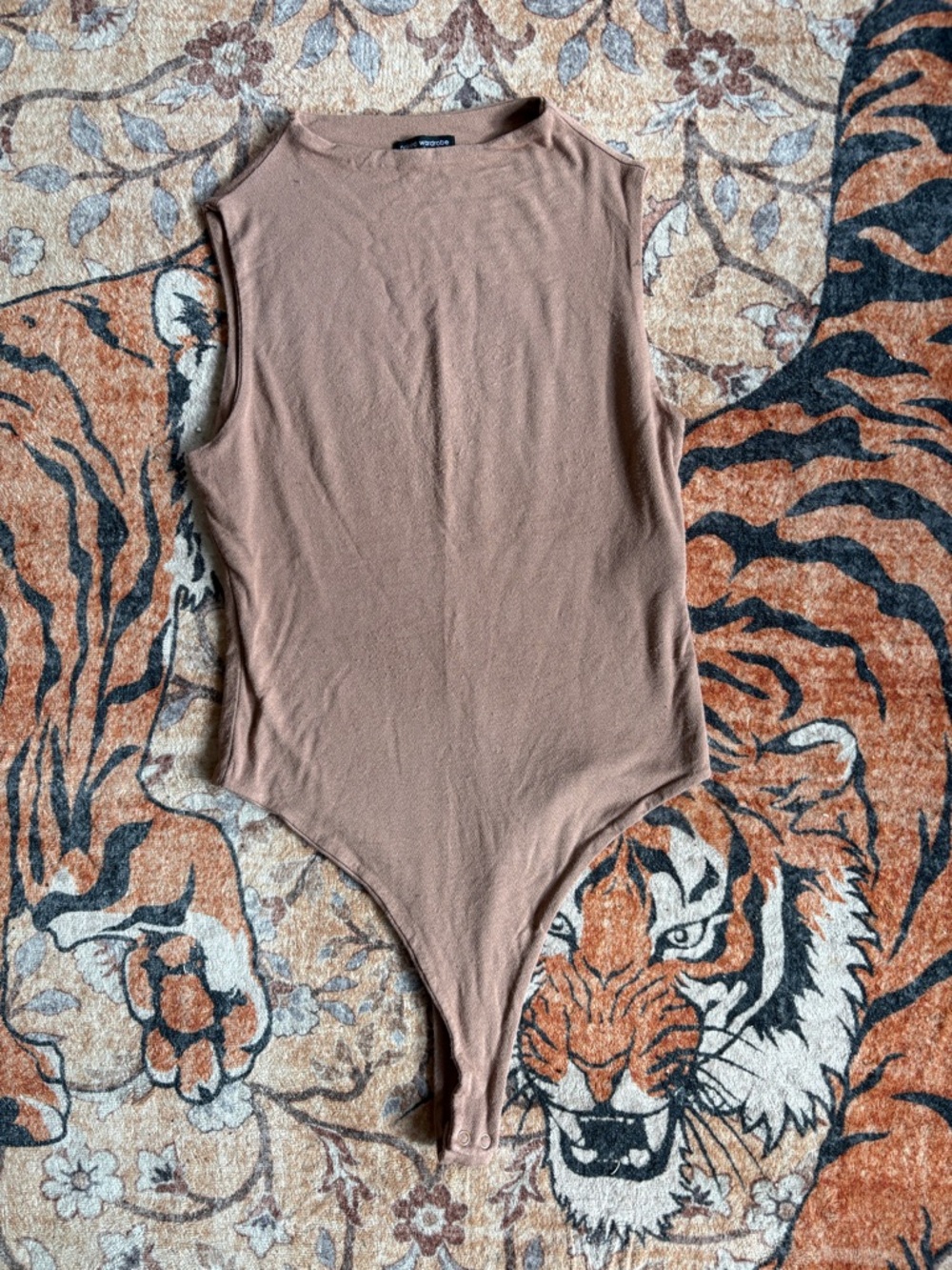 naked wardrobe Sleeveless One-Piece Bodysuit in Taupe